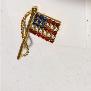 Made in America NWT Rhinestone American Flag Pin